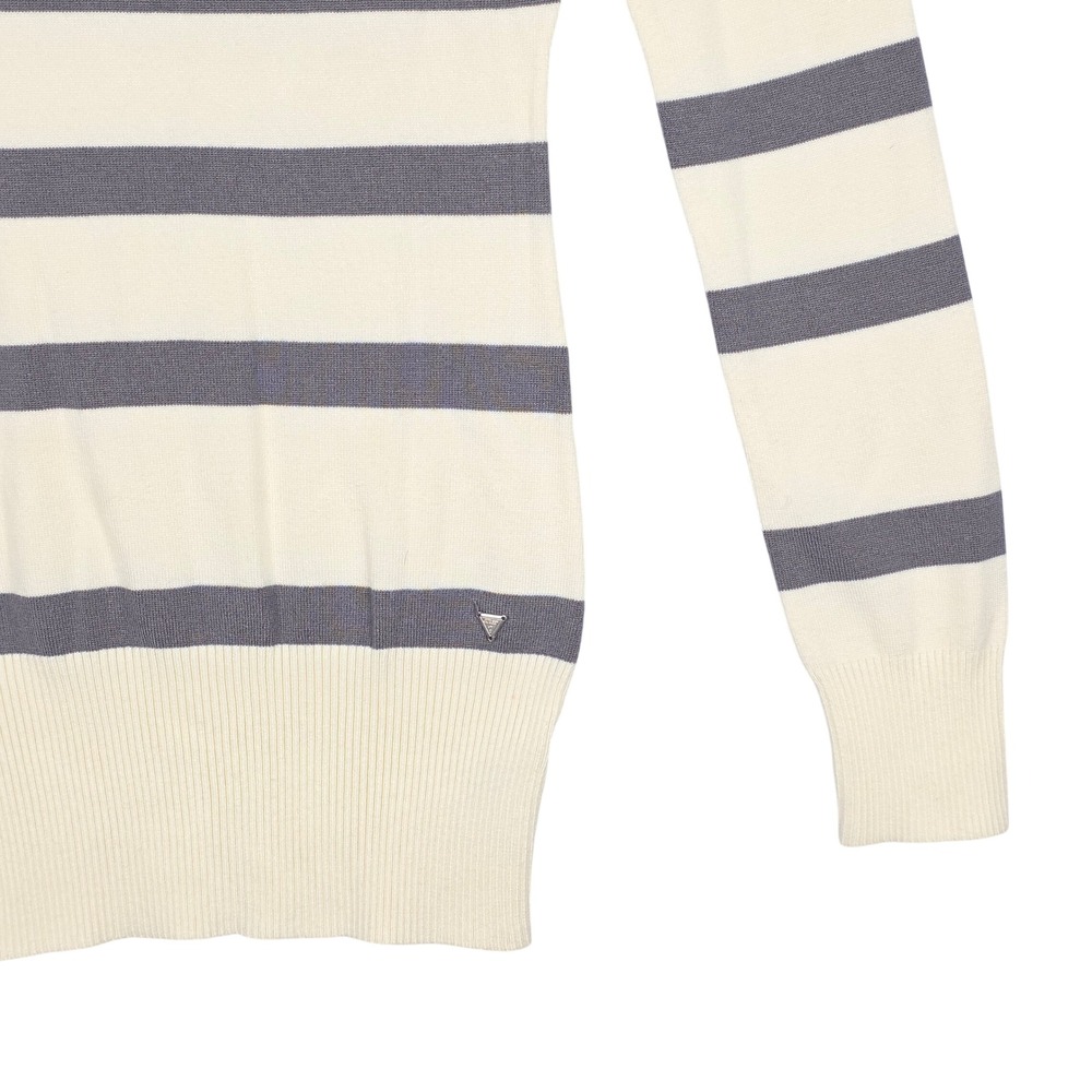 Guess Womens Striped Turtleneck Sweater Cream Gray Size S/P Long Sleeve Knit Top - Picture 8 of 16